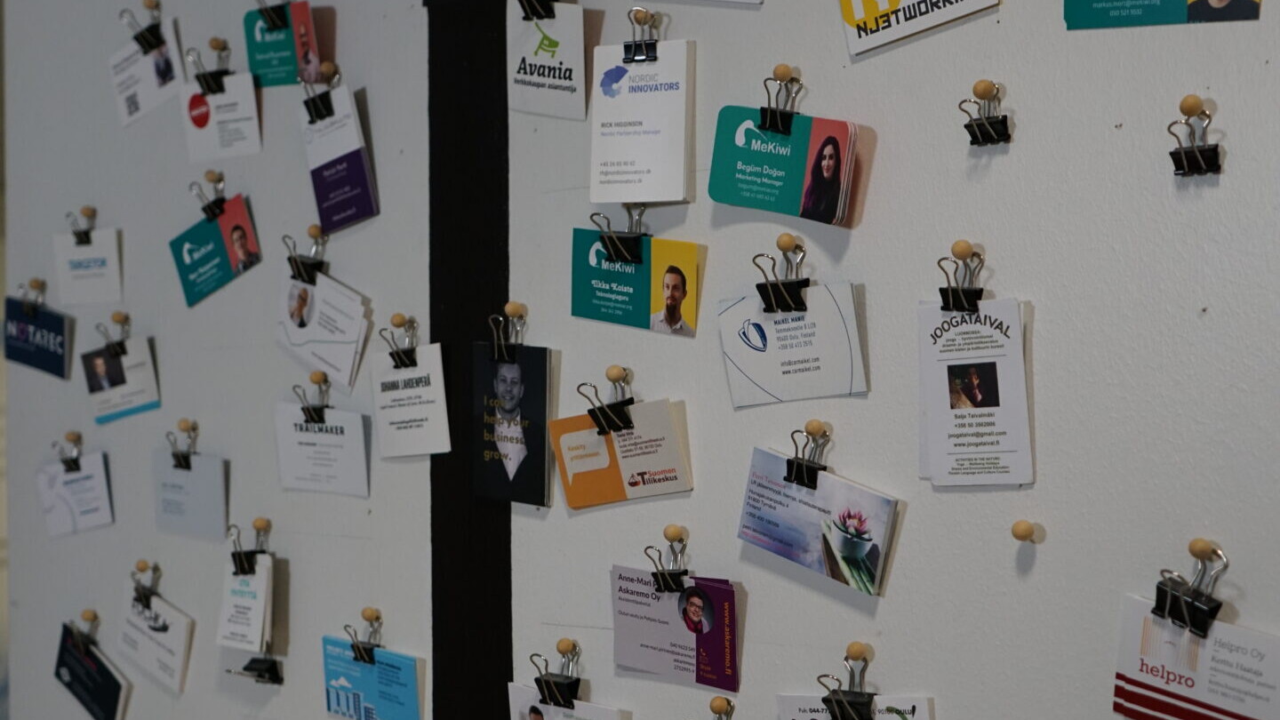 display of business cards
